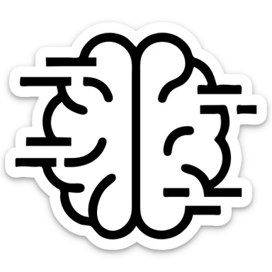 icon of brainrot as a brain with glitch or static effects, modern and minimal, app icon style sticker