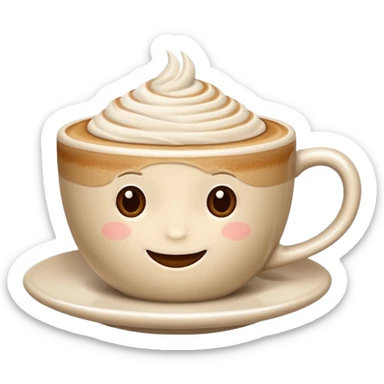 Genera un emoji di un cappuccino senza sorriso con un solo manico senza fiamma sopra sticker