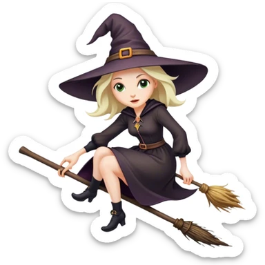 Witch on the broom sticker