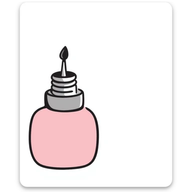 nail polish bottle with brush in pastel colors dd9fb0 ffc6d3 a3bfc9 c4bee2 f1b091, hand-drawn doodle style sticker