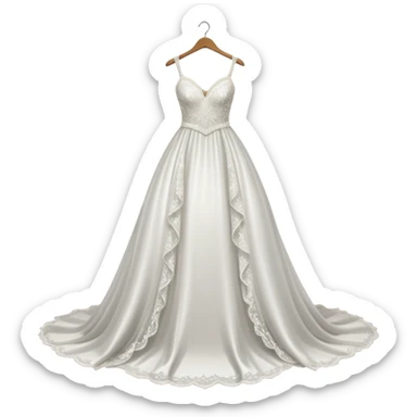 White sparkly wedding dress on a hanger sticker