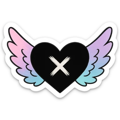 emo heart with pastel wings, remove background sticker