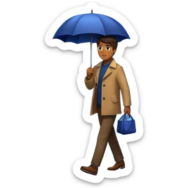 Man with umbrella + streetlight reflection, Midnight Wanderer. sticker