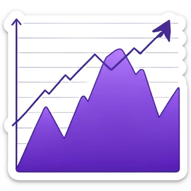 A line graph in the style of a purple Japanese sketch sticker