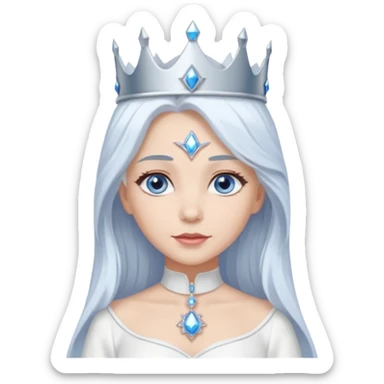 Good Witch of the North from The Wizard of Oz with light skin, blue eyes, long white hair, white outfit and crown sticker