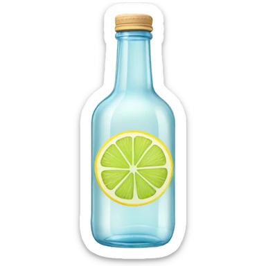 glass bottle of clear water with lemon and lime wheels tan cap sticker