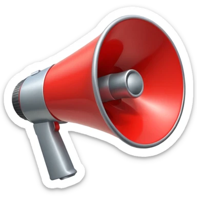 megaphone with a play button sticker