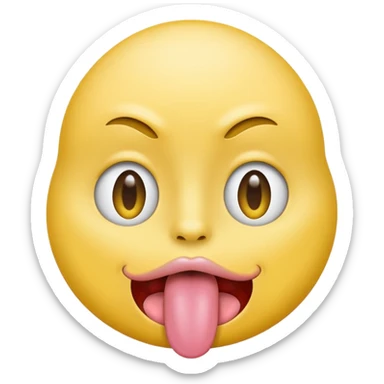 ryellow face with tongue sticking out to the side sticker