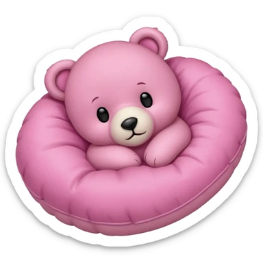 Pink teddy bear sleeping on a pillow  sticker