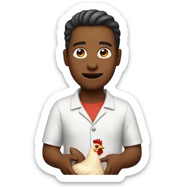 A person holding a chicken ￼ sticker