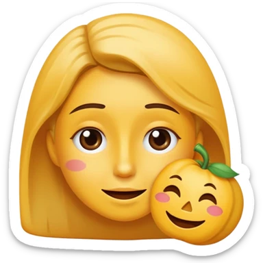 Quiero una persona sosteniendo una carita feliz y que la cara este triste sticker