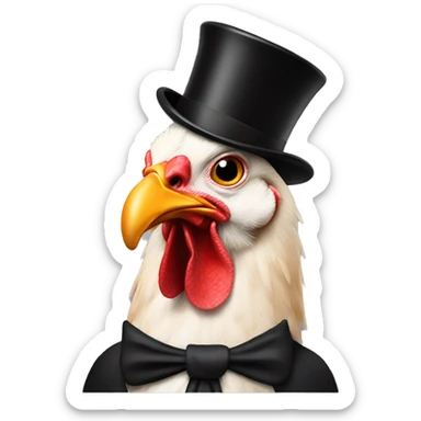 Giant chicken in a top hat sticker