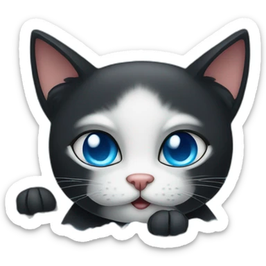 a black cat with blue eyes taking a steam bath sticker