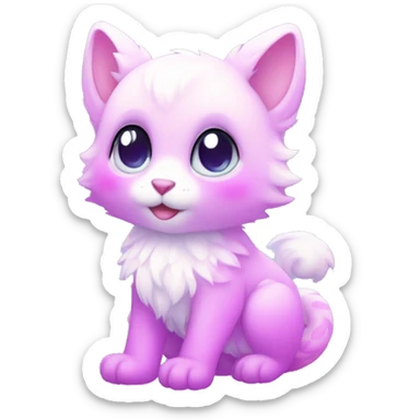 Kawaii cute gorgeous colorful sparkly bright light pastel lilac-pink-white-gradient fantasy ethereal fursona animal creature sticker