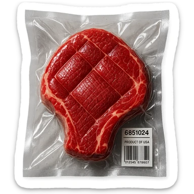 diamond-textured meat steak, shiny and inflated sticker