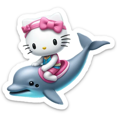 Hello kitty riding dolphin sticker