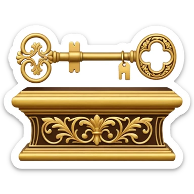 key in the horizontal position old and ornate sticker