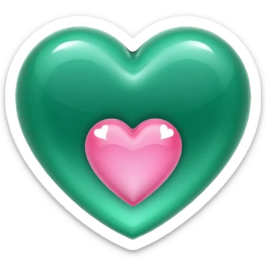 emerald heart with one mini pink heart inside of it  sticker