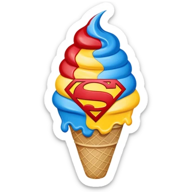 Superman ice cream blue red yellow  sticker