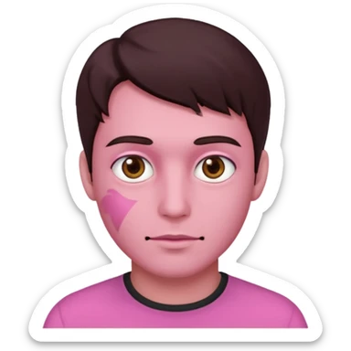 He is supposed to have all pink skin and dark brown hair and hazel eyes sticker