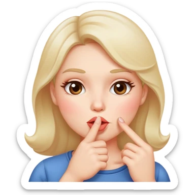 Woman putting a finger in her mouth with blushing cheeks sticker