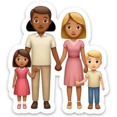 traditional family with two parents and two children holding hands sticker