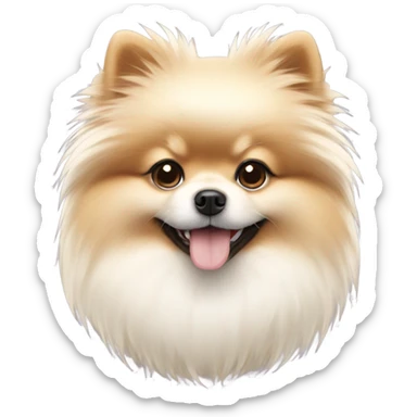 Fluffy pom white and cream sticker