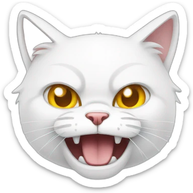 Angry white cat 2d animated sticker