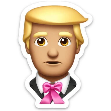 Donald trump with a pink ribbon bow on his head sticker