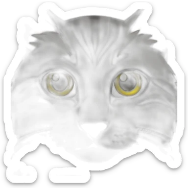 gato gris con manchas blancas en la cara y ojos verdes y amarillos sticker