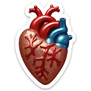 Glitter anatomical heart sticker