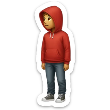 red hoodie Young boy looking indoors sticker