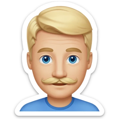 guy with blond hair, mustache, and blue eyes sticker