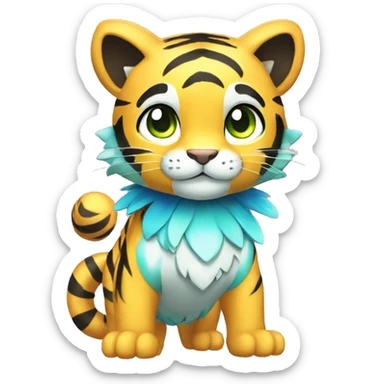 Colorful Shiny Kawaii Cute Tiger-Fakémon-Pokémon full body sticker