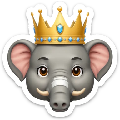 face of donald trump wearing a crown between an elephant face and a donkey face sticker