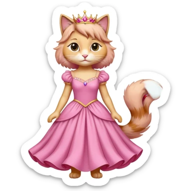 princess cat with a flowing pink dress sticker