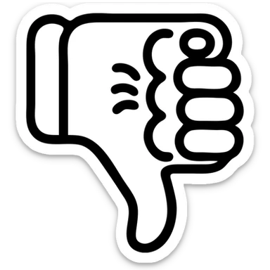 cute simple cartoon pink hamster paw giving a thumbs down, outlined minimal details, isolated sticker