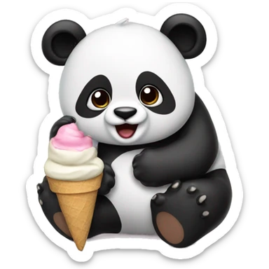 Panda eating ice cream sticker