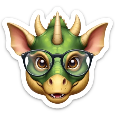 triceratops face with glasses sticker