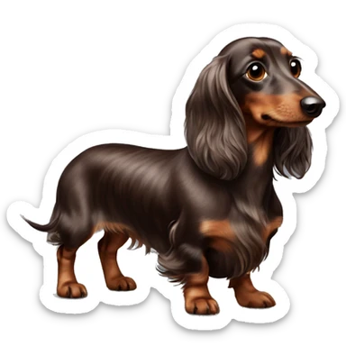 Chocolate dapple long haired dachshund spotted sticker