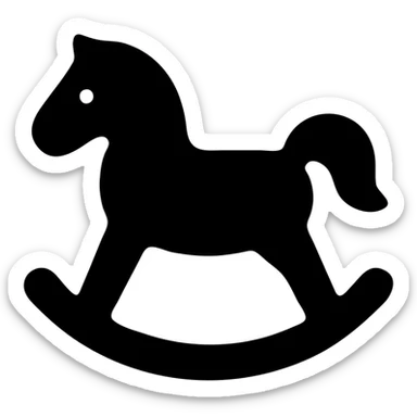 rocking horse, solid icon style, bold shape, filled silhouette, easily recognizable sticker
