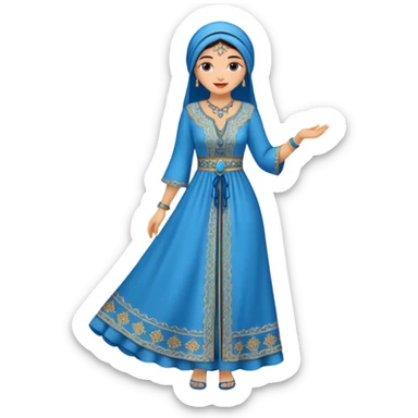 woman in moroccan culture style blue detailed dress sticker