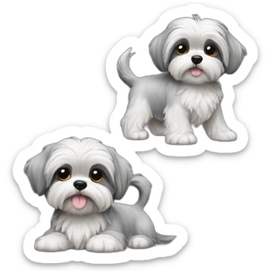 Dog shih tzu westie mix dark gray sticker