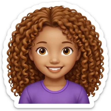 5 year old blasian girl with long brown curly hair sticker