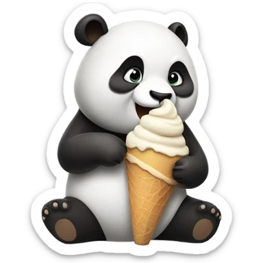 Panda eating ice cream sticker