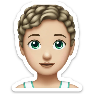 LightBrunette darkgreen eyed White girl with a baby girl short hair blue eyes pink bows sticker