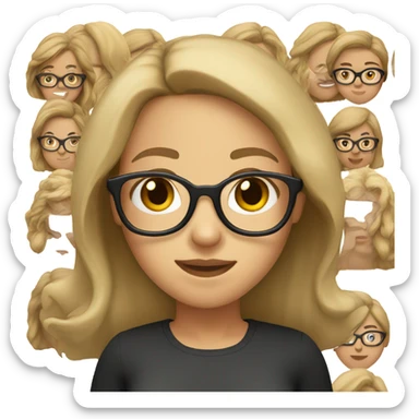 light skinned girl with black glasses and light brown hair sticker