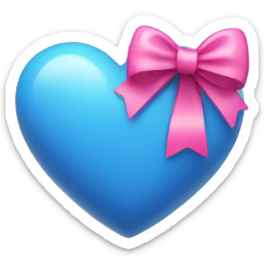 Blue heart with pink bow  sticker