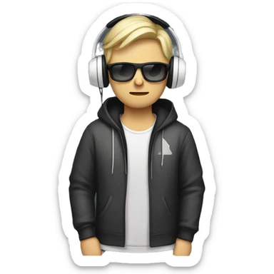 gamimg guy with white headset and controler wearing a hoodie sticker