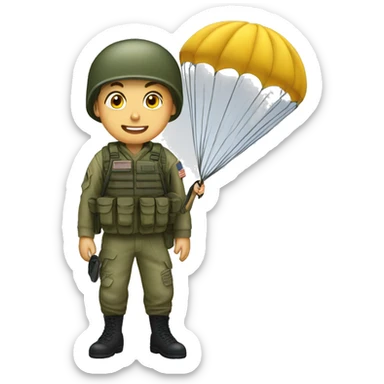 Military boy in parachute sticker
